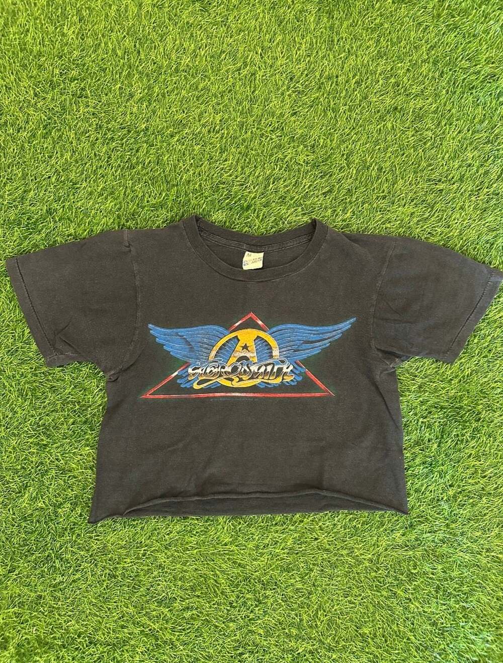 Screen Stars Aerosmith Rock in a Hard Place T-Shirt Size M Crop Top